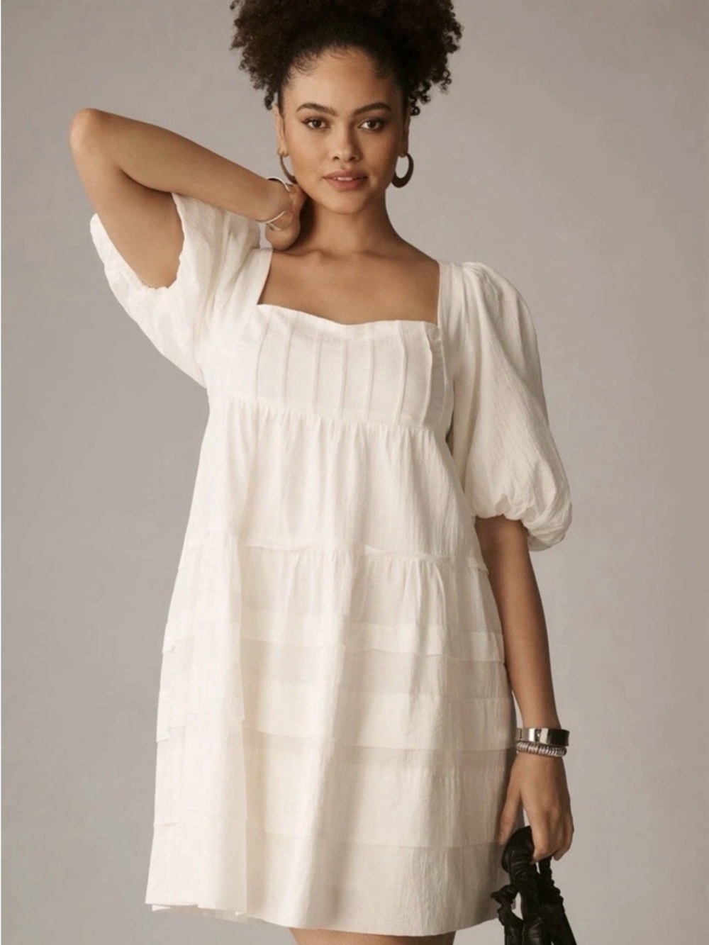 Anthropologie White Mini Dress XS Like New Cottagecore Boho Coastal